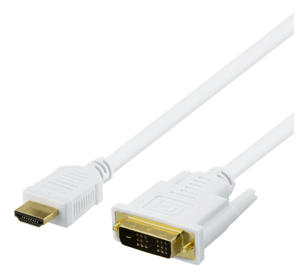 DVI - HDMI kabel - Guldbelagt - Fuld HD - Hvid - 10 m