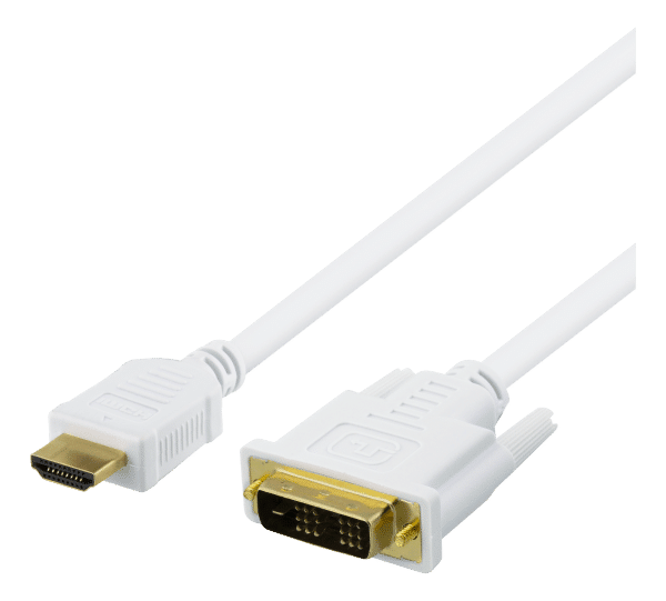 DVI - HDMI kabel - Guldbelagt - Fuld HD - Hvid - 3 m