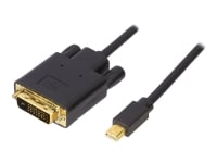 DELTACO DP-DVI302 - DisplayPort kabel - Mini DisplayPort (han) til DVI-D (han) - 3 m - tommelskruer - sort