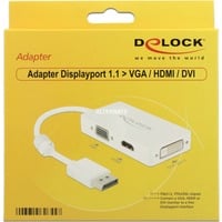 0.16m DisplayPort/VGA+HDMI+DVI-D 0,16 m VGA (D-Sub)+ HDMI + DVI Hvid, Adapter