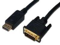 DIGITUS - DisplayPort kabel - dobbeltlink - DisplayPort (han) til DVI-D (han) - 2 m - formet, tommelskruer - sort